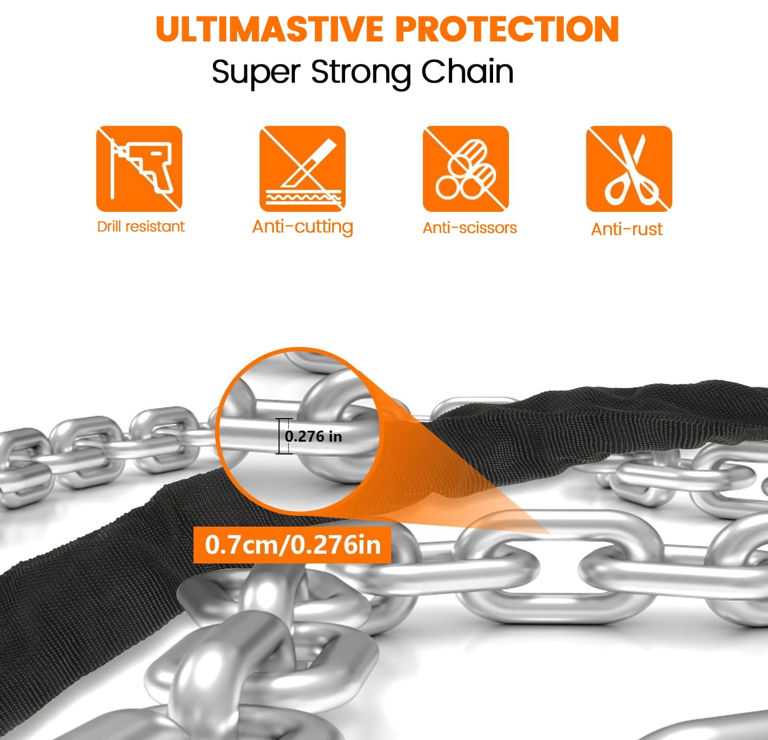 Enroslu Scooter Chain Lock, Bike Lock, Electric Scooter Lock, Security Anti-Theft Bike Lock, Chain Lock and Bag for Electric Scooter, Motorcycle, Bicycle