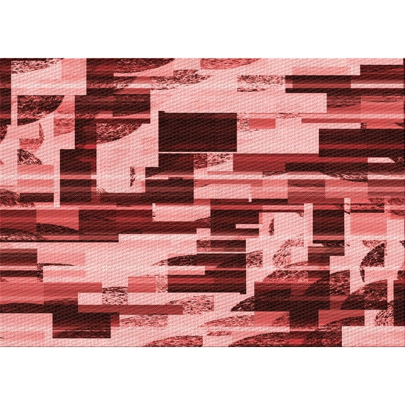 Ahgly Company Indoor Rectangle Patterned Light Coral Pink Area Rugs, 8' x 12'