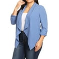 thumbnail image 3 of Moa Collection Female Plus Size Draped Neck Open Front Loose Fit Solid Cardigan Jacket, 3 of 4