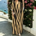 thumbnail image 5 of Dvprdro Womens Casual Beach Maxi Dress V Neck 3/4 Sleeve Moire Print Side Slit Loose A Line Flowy Bohemian, 5 of 8