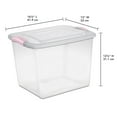 thumbnail image 2 of Sterilite 26 Liter Latch Box, Small Clear Plastic Storage Bin with Lid - Pink Latch, 2 of 5