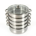 thumbnail image 3 of ToppiJoy 5-Tier Stainless Steel Dumpling Steamer Pot with Glass Lid, 11.8-Inch Large Capacity Stackable Design, Fits Induction/Gas/Electric Stoves, 3 of 10