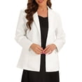 thumbnail image 2 of INSPIRE CHIC Casual Blazers for Women's Long Sleeve Lapel Open Front Button with Pockets Work Blazer Jackets S White, 2 of 6