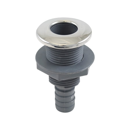 Whitecap S-3800C Stainless Steel / Nylon Thru-Hull with Barb - 5/8" Hose Size, Straight