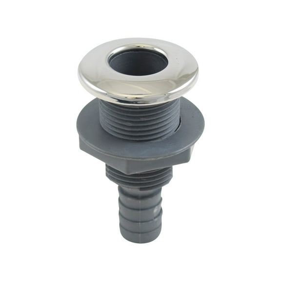 Whitecap S-3800C Stainless Steel / Nylon Thru-Hull with Barb - 5/8" Hose Size, Straight