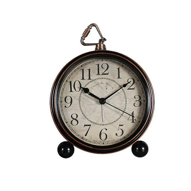 Desk Alarm Clock Small Size Alarm Clock for Home Without Battery 15.5*13.3cm Metal Vintage Style 1Pack