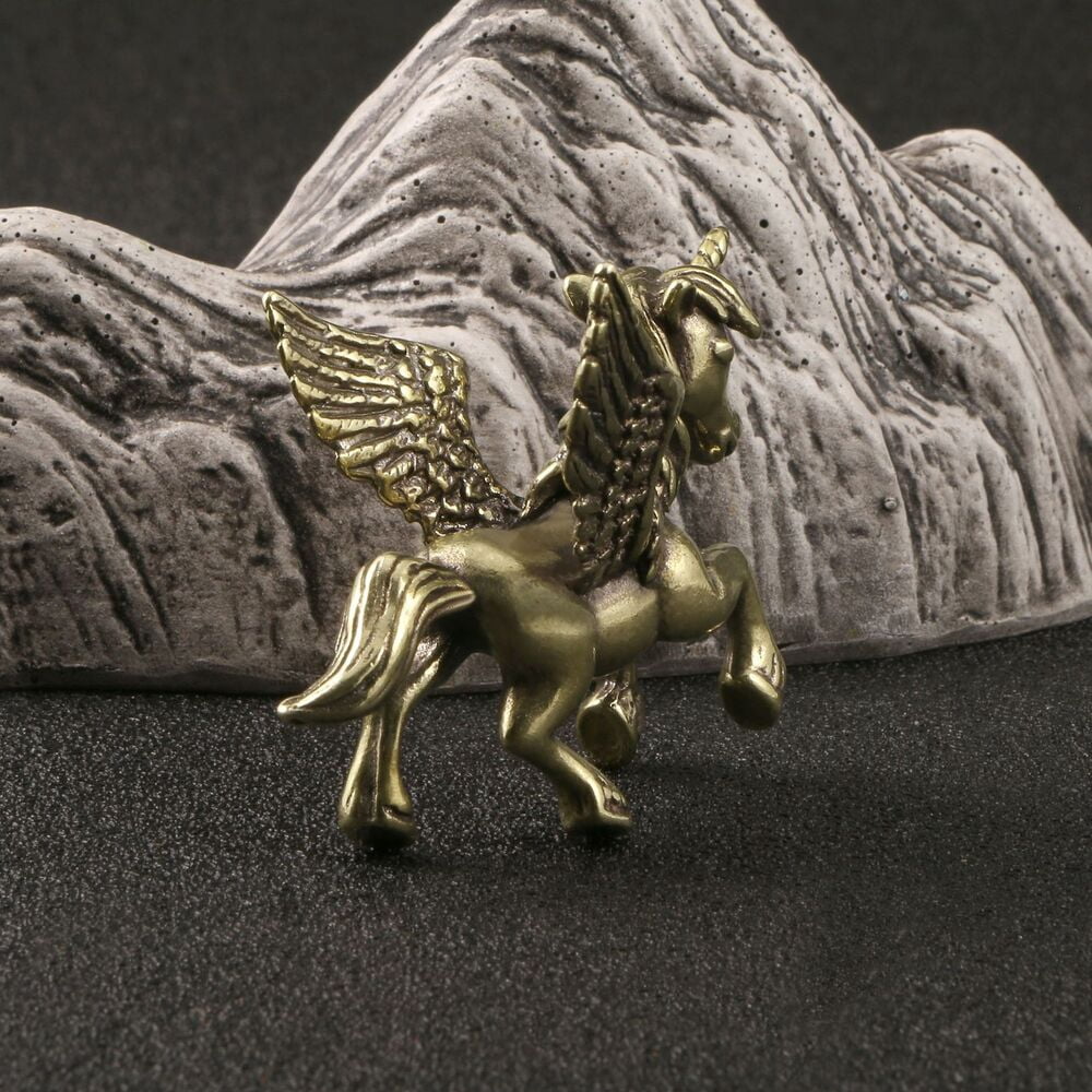 Unicorn Pegasus Solid Brass Figurine Small Statue Home Ornament Figurines Animal