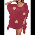 thumbnail image 1 of Traje de Baño de Playa Holgado y con Volantes de Color Liso para Mujer Rojo Talla Única, 1 of 8