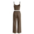 thumbnail image 6 of Women's Ribbed Tank Top and Oversized Wide Leg Pants Set, Soft Casual Loungewear Two Piece Outfit with Drawstring Waist, Relaxed Lazy Style Home Wear Suit for Daily Lounge and Casual Wear Coffee, 6 of 7
