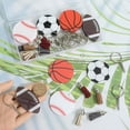thumbnail image 3 of 1 caja de 64 llaveros deportivos DIY, llaveros deportivos artesanales de acrílico para fútbol, ​​rugby, baloncesto y béisbol, kits en blanco con borlas y anillos., 3 of 6