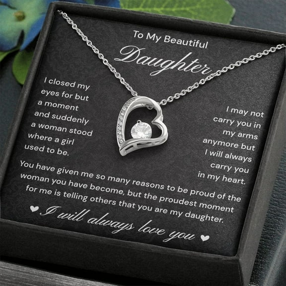 Daughter Gift from Mom and Dad Forever Love Necklace Sentimental Jewelry for Her, White Forever Love Necklace