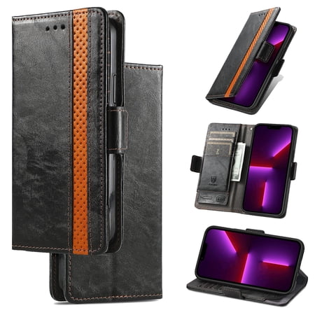 Feishell Business Wallet Case for Motorola Moto G 5G (2024), Premium PU Leather Full Protection Magnetic Buckle Flip Kickstand Shockproof Phone Case with ID Credit Card Slots, Black
