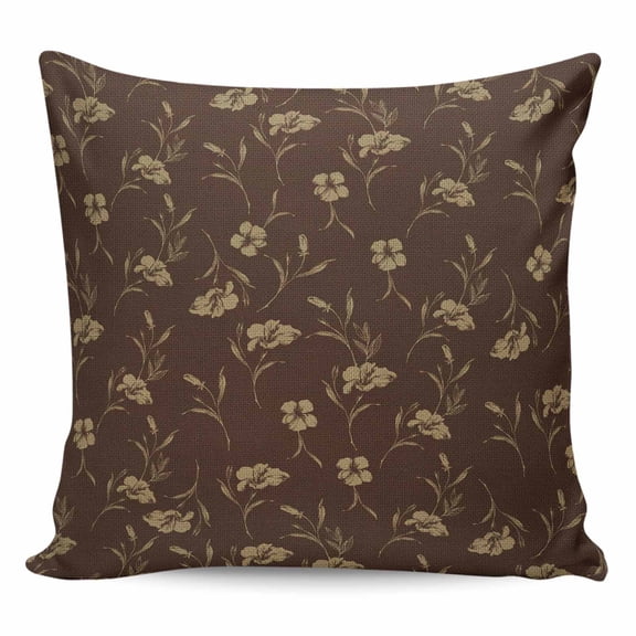 Throw Pillow Covers 20x20 Inch, Brown Floral Decorative Pillow Cases for Couch Sofa Bed, Vintage Spring Botanical Flowers Cotton Linen Square Home Decor Pillowcases with Hidden Zipper