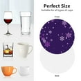 thumbnail image 6 of Fuzoiu Crystal Purple Snowflake Print Leather Coasters Set,Drink Coasters Set of 4,for Tabletop Protection, Durable PVC Coasters,Home Décor and Housewarming Gift-Round Shape, 6 of 6