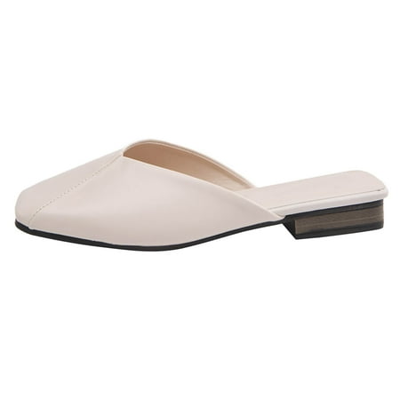 

Youmylove Sandals Women Slippers Slip On Comfortable Square Closed Toe Chunky Heel Lady Backless Loafers Office Slides Leisure Ladies Cozy Daily Walking