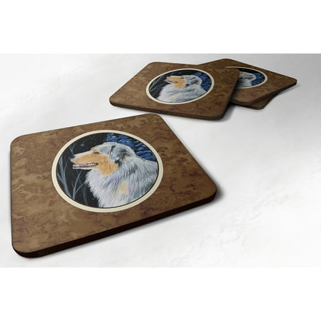 

Carolines Treasures SS8382FC Starry Night Australian Shepherd Foam Coaster Set of 4 3 1/2 x 3 1/2 multicolor