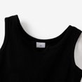 thumbnail image 6 of PatPat Toddler Girls Clothes 3 Piece Baby Summer Outfit Sets Boho Ribbed Cotton Sleeveless Tank Top and Stripe Shorts with Belt Set, Black, 2 Years, 6 of 8