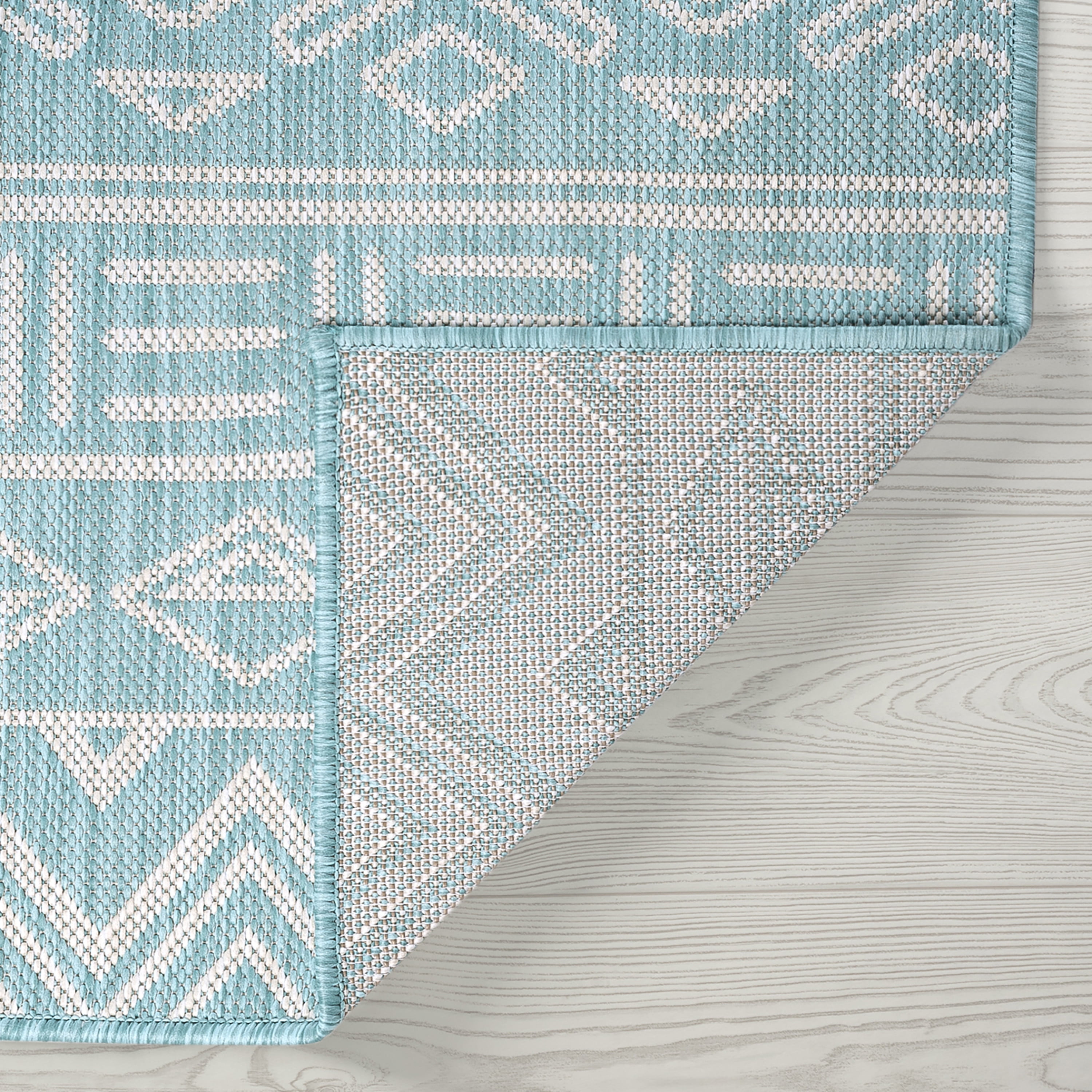 9x12 Water Resistant, Large Indoor Outdoor Rugs for Patios, Front Door Entry, Entryway, Deck, Porch, Balcony | Outside Area Rug for Patio | Aqua, Moroccan | Size: 8'10'' x 12'2''