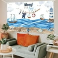 thumbnail image 3 of Ahoy It's A Boy Baby Shower Backdrop Blue Boy Nautical Baby Photography Background Ocean Sailor Navy Blue Baby Shower Party Decorations Banner Photo Booth Props, 3 of 5