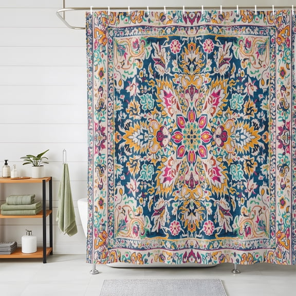 Shower Curtains for Bathroom, Colorful Boho Waterproof Fabric Shower Curtain, Ethnic Vintage Mexican Flowers Southwestern Decorative Bathroom Curtain for Bathtub, 72"x72", No Hooks Included