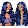 thumbnail image 1 of Pelucas de encaje en la parte delantera con forma de pájaro colorido, cabello humano azul real, 18 pulgadas, 1 of 6