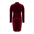 thumbnail image 6 of FNFYFH Women's 2 Piece Velvet Skirt Suit Set Business Long Sleeve Blazer and Pencil Skirt Outfits, 6 of 7