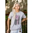 thumbnail image 3 of Breast Cancer Pink Line American Flag Women's Plus Size Graphic Tee Brisco Brands 2X, 3 of 4