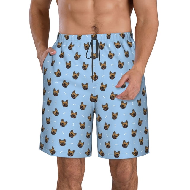 Fotbe french Bulldog Face Trajes de Baño Estampados para Hombre, Shorts de Verano de Secado Rápido, Ropa de Playa, Bañadores-3X-Large