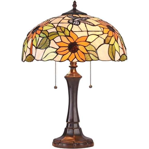 CHLOE Sarai Floral 2 Light Dark Bronze Table Lamp 16" Wide