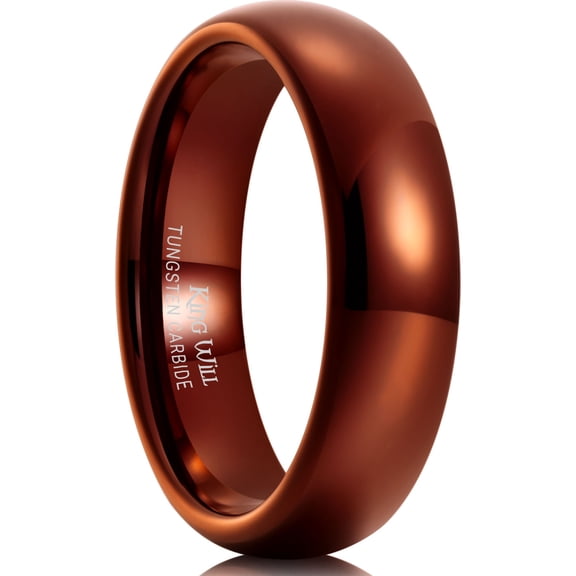 King Will 6mm Red Wedding Band, Tungsten Rings Basic Domed Wedding Ring for Men Women, High Polished Finish, Durable and Comfort Fit, Size 10