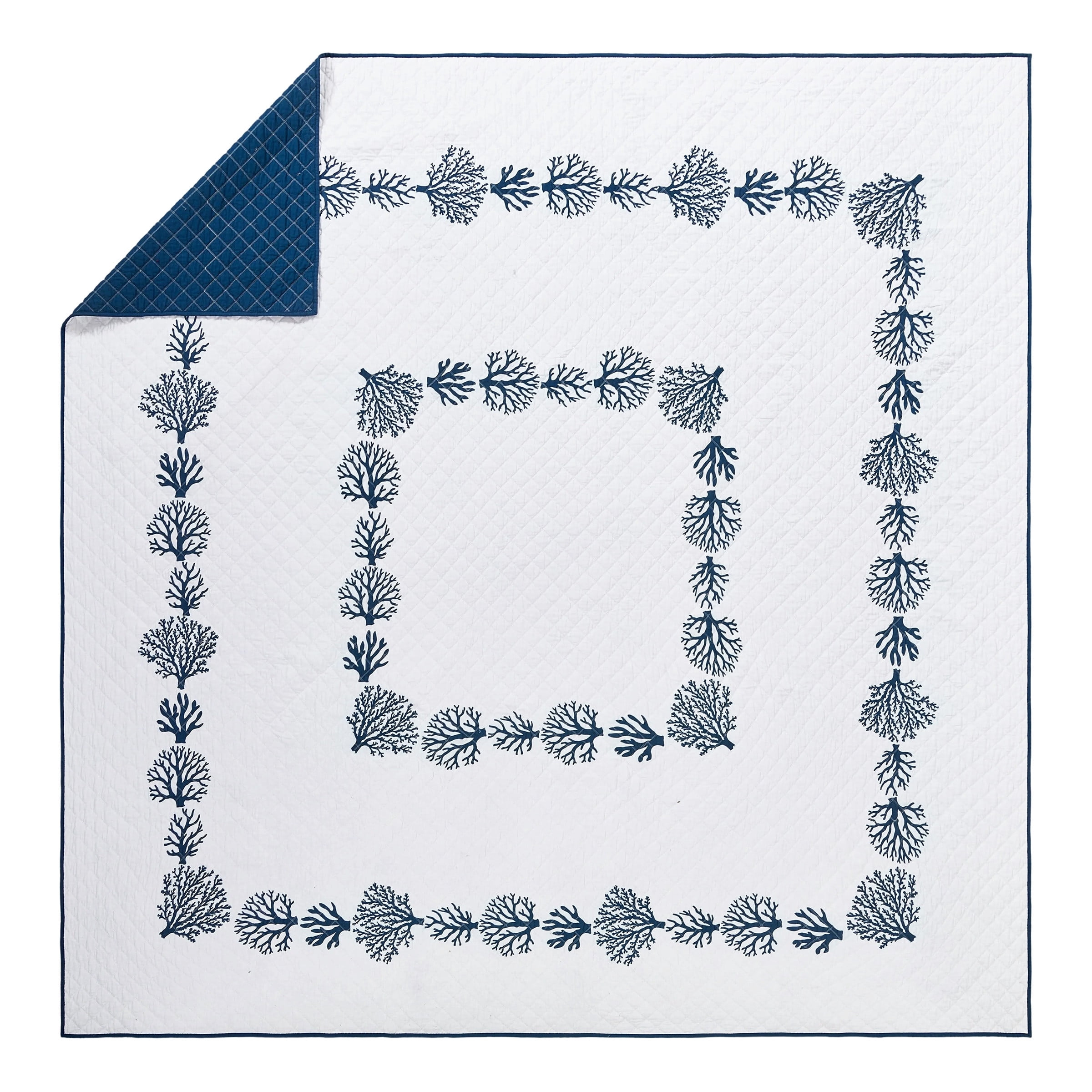 Tranquil Reef Cotton Reversible 2-Piece Twin/Twin XL Quilt Set - White/Blue, All Ages