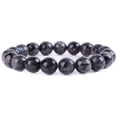 thumbnail image 1 of Angelstones Natural Larvikite Gemstone 10mm Round Beads Stretch Bracelet 7 Inch Unisex, 1 of 2