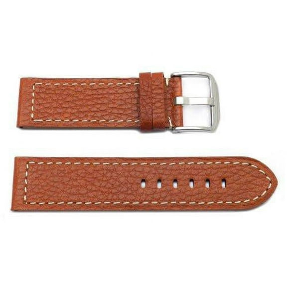 Textured Leather Panerai 18mm Honey Brown Contrast Stiched Watch Band