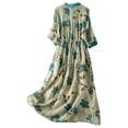 thumbnail image 2 of DHFJKG Bohemian Maxi Dresses For Women Summer Floral Shirt Dress Half Sleeve Button Down Loose Fit Flowy A-Line Sundress Beach Versatile Dresses, 2 of 6