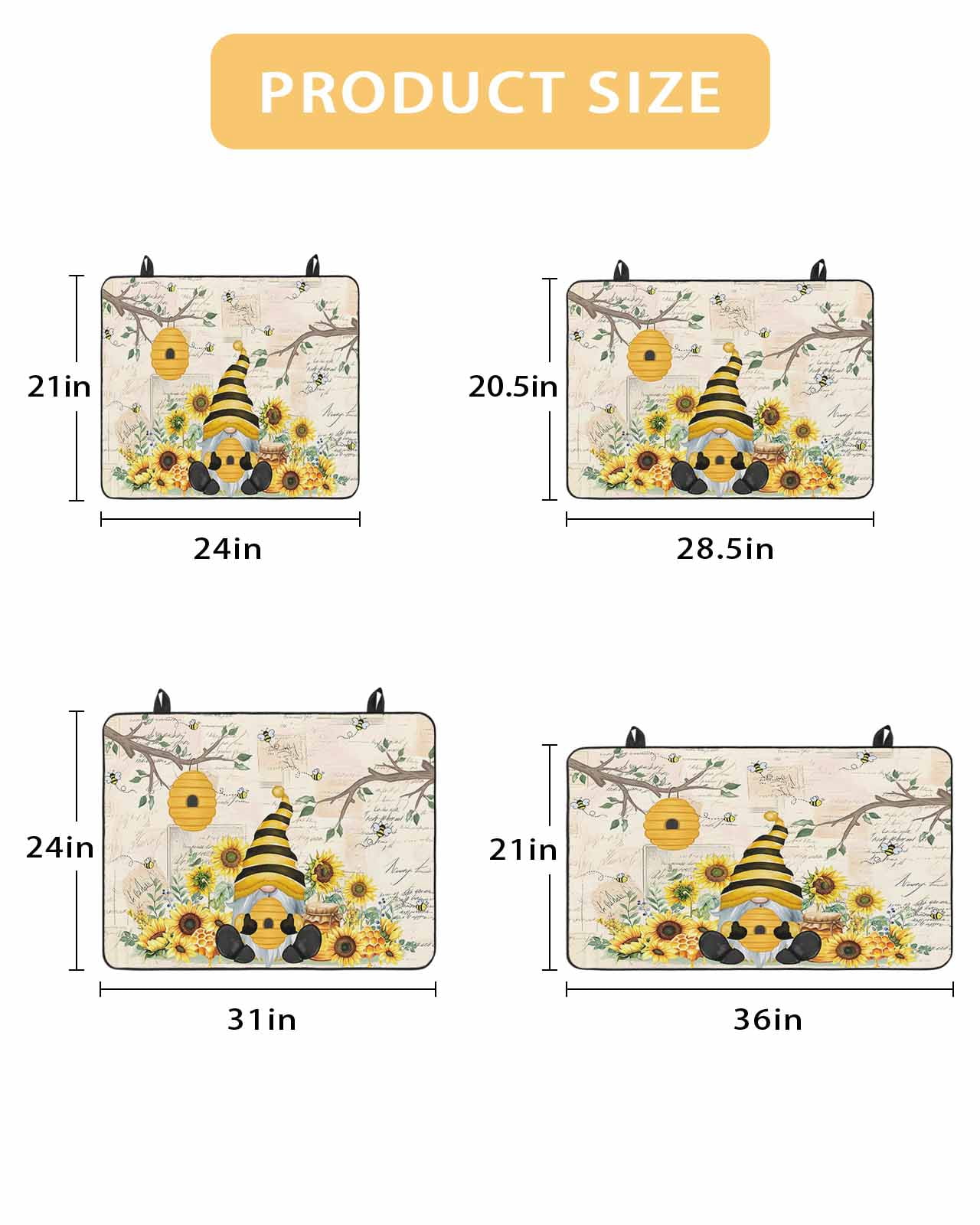 Large Induction Cooktop Protector Mat Gnomes Sunflower Stove Top Covers for Electric Stove, Bees Branches Floral Watercolor Decorative Stove Burner Cover Mats, Glass Top Stove Cover