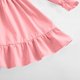 thumbnail image 5 of Vestido de niña de manga larga con cuello redondo, color liso, cuello alto, manga larga, dobladillo con volantes, vestido grande para niña, vestido de poliéster para niña, 5 of 6