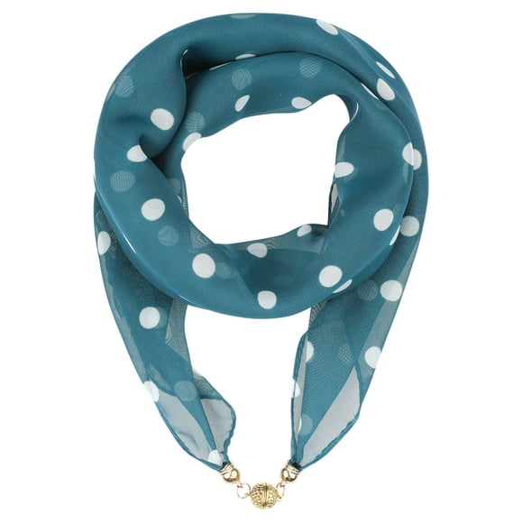 INSPIRAR CHIC Bufanda Cuadrada de Chiffon de los Años 50 con Lunares para el Día de la Madre, Bufanda Retro Ligera y Suave con Hebilla Magnética 25.6x25.6" Verde Oscuro con Lunares Blancos