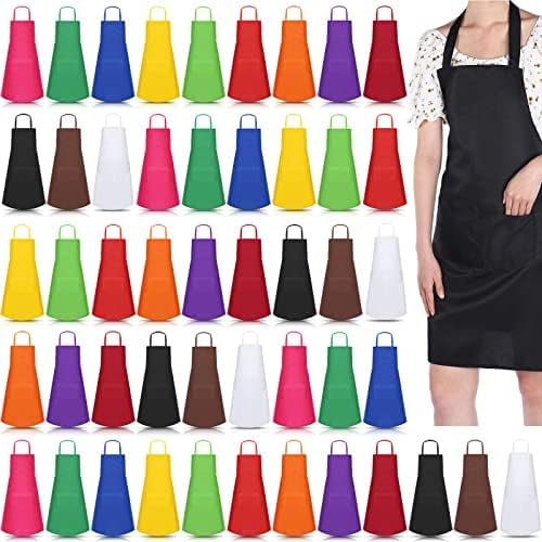 36 Pack Bib Apron Bulk Unisex Cotton Aprons with Pockets Plain Washable for Kitchen Restaurant BBQ Painting Crafting (12 Colors)$$Home Decor, Kitchen, & Other