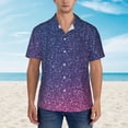 thumbnail image 4 of Daiia Violet Glitter Hawaiian Shirt for Men Gentle Cotton Regular Short Sleeve Casual-Small, 4 of 9