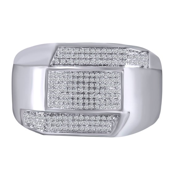 AFFY 0.35 Carat (Ctw) Round Shape White Natural Diamond Men's Wedding Ring 10k Solid White Gold Ring Size-9