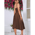 thumbnail image 4 of Robe Corset Midi Fluide Fendue à Lacets Robes pour Femmes Thé en Ligne Décontractée Robe d'Été Marron TG, 4 of 7