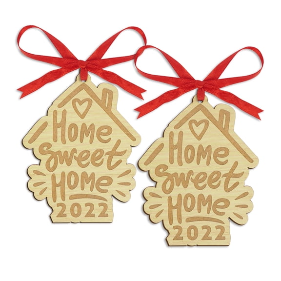 Darling Souvenir Made With Love Home Sweet Home Personalized Wood Ornament Housewarming Gift Christmas Tree Decoration Pack of 2