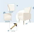 thumbnail image 5 of Velvet Accent Chairs with Arms, Modern Upholstered Wingback Vanity Chair with Metal Legs and Armrests, Mid-Back Single Sofa for Living Room Bedroom Apartments, White, 5 of 7