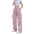thumbnail image 2 of Tittly Sweatpants Women Cargo Pants Women Women's Summer New Waist Draping Breathable Two Wear Casual American Harlan Sportswear Pants Cargo Joggers Womens Cargo Pants Pink L, 2 of 4