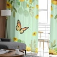 thumbnail image 4 of Sheer Curtains 96 inches Long, Sunflowers Eucalyptus Butterfly Floral Watercolor Green Light Filtering Sheer Window Curtains Rod Pocket Voile Drapes for Bedroom Living Room, 52"W x 96"L 2 Panels, 4 of 7