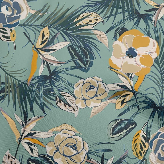 oneOone Polyester Lycra Dusty Teal Green Fabric Florals Fabric For Sewing Printed Craft Fabric By The Yard 56 Inch Wide