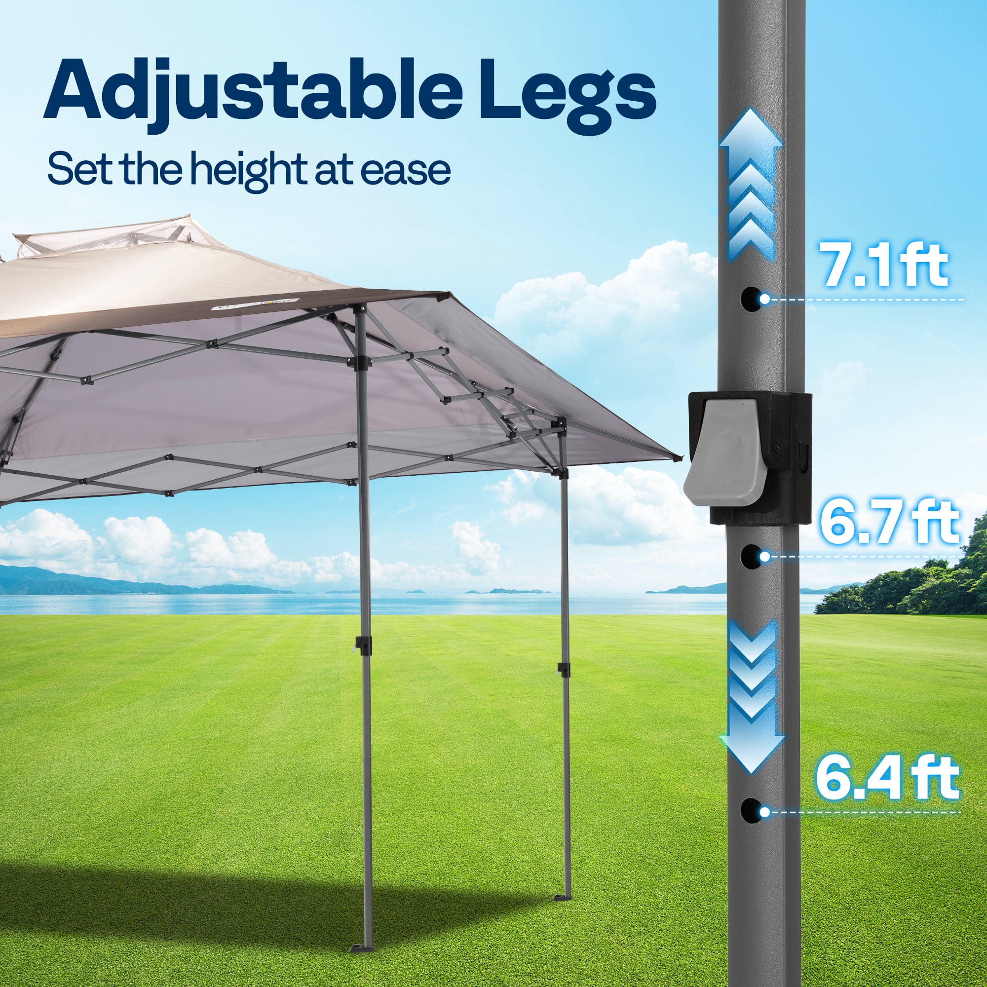 SPECSTAR 13x13ft Pop Up Gazebo One Push Setup Outdoor Canopy Tent Heavy Duty with Wheel Carry Bag, Center Lock and 4 Sandbags, 169 Square Feet of Shade, Beige