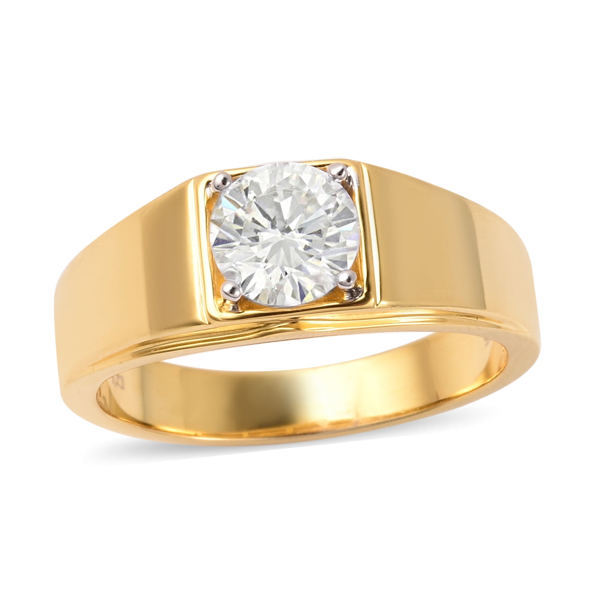 Shop LC - Shop LC 925 Sterling Silver Yellow Gold Over Moissanite Ring