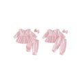 thumbnail image 2 of Cjfdfy Toddler Baby Girl Plaid Fall Outfits Long Sleeve Doll Collar Tops Elastic Pants Headband Three-piece Set Infant Fall Winter Outfit Long Sleeve Lacee Tops And Flare Pant, 2 of 9