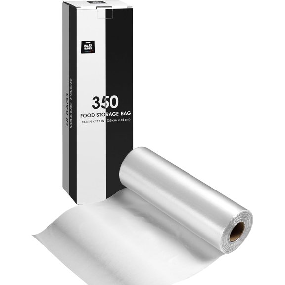 14"x18" 2 Gallon Plastic Produce Bags on a Roll- 350 Bags, Clear Grocery & Bread Bags, Food Contact Safe (X-Large)